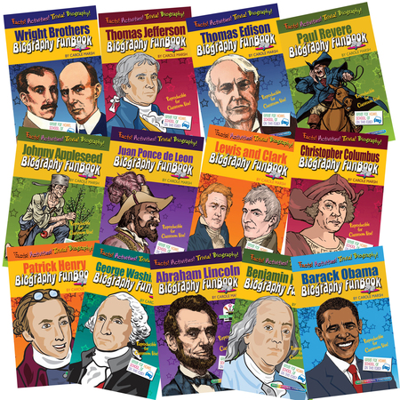 GALLOPADE Presidents, Inventors & Explorers Biography FunBook, Set of 13 FBSETPIE